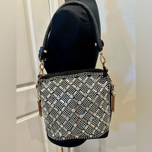 Fashion Rhinestone Bling Black Hobo Handbag *NWT*